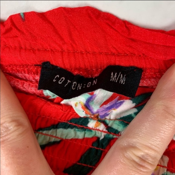 Cotton On Off Shoulder Red Floral Jumpsuit G323 - Picture 6 of 8